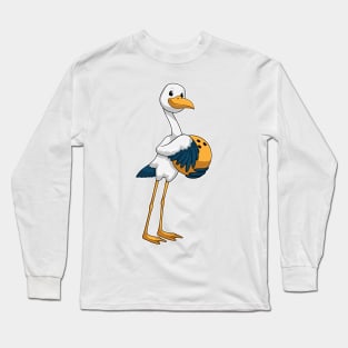 Stork at Bowling with Bowling ball Long Sleeve T-Shirt